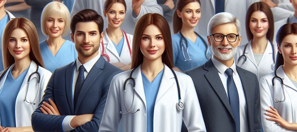 HIPAA Updates For Healthcare Professionals_Are You Ready is the theme of the image that shows a group of healthcare professionals staring straight at you